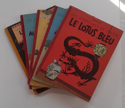 null Tintin - Set of 5 albums : Lotus (B3, 1946, NOT REPRISED IN BDM), Crab with...
