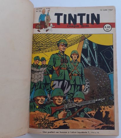 null Tintin - reliure éditeur belge 3 : Ensemble des fascicules 24 (12/06/1947) à...
