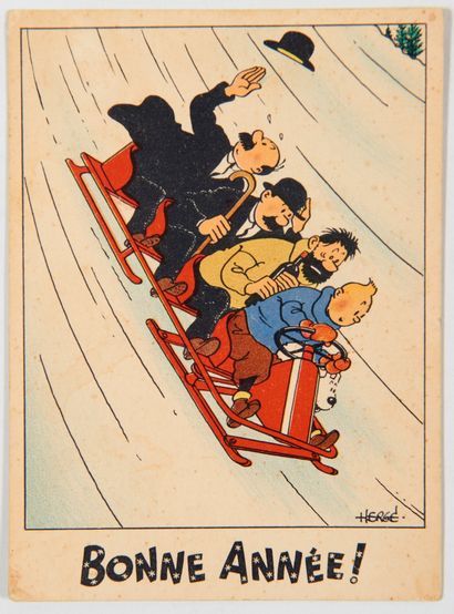Tintin Snow Card : Tintin, Haddock and the...