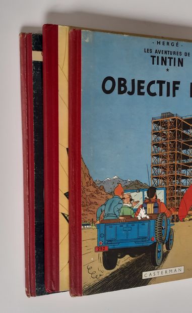 null Tintin - Set of 3 albums: Coke in stock, Affaire Tournesol, Objectif Lune. French...