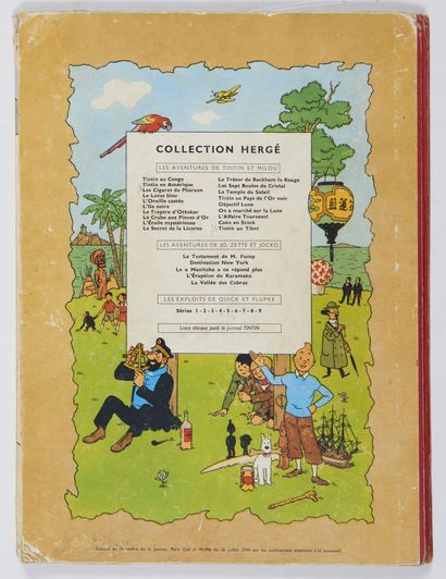 Hergé/Tchang - dédicaces : Tintin au Tibet. Edition originale belge agrémentée des...
