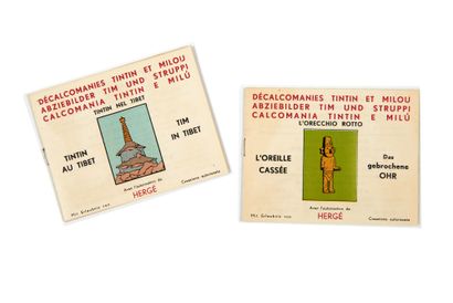 null Decals - Set of 2 notebooks : Tintin in Tibet + the broken ear. Trilingual DAR...