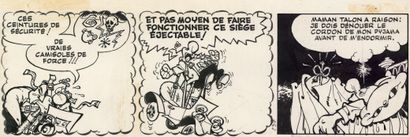 GREG (1931-1999) Achille Talon - Siège éjectable
Encre de Chine sur papier.
9,5x32,5...