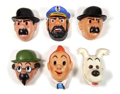 Tintin - Set of 6 masks : Complete set of...