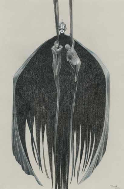 Calude RENARD (1946-2019) The Dream Tailor - Angels
Graphite and blue pencil on paper.
Signed...