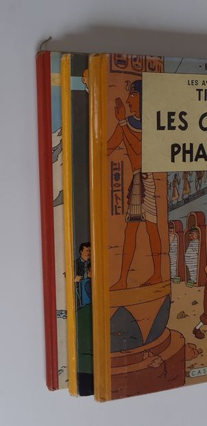 null Tintin - Ensemble de 3 albums: Cigares du pharaon (EO Française, noms à l'intérieur),...