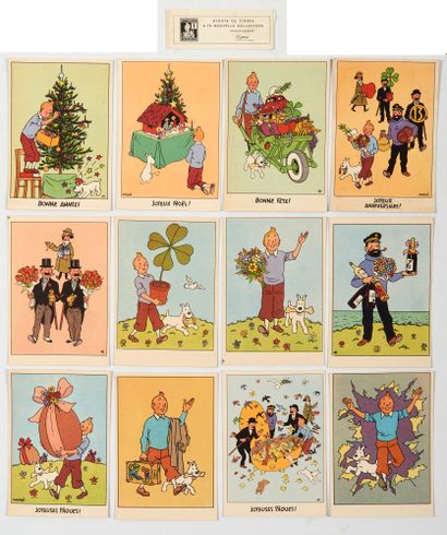 Tintin Cartes Festives : Set of 12 festive...