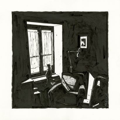 Christophe Chabouté (né en 1967) Le Fauteuil II India ink on paper.
Signed and dated...