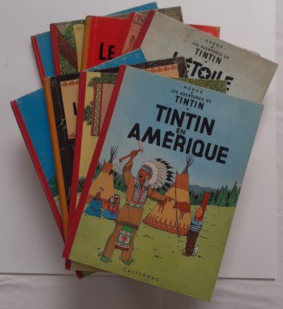null Tintin - Ensemble de 9 albums: Oreille (B25), Congo (B22), Temple (B33), Amérique...