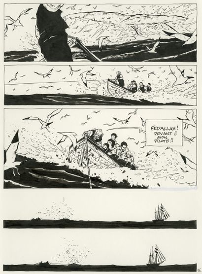 Christophe Chabouté (né en 1967) Moby Dick - Book two India ink on paper for plate...