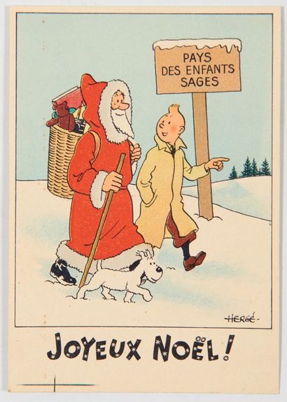Tintin Snow Card : Tintin and Santa Claus...