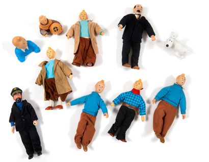 null Tintin divers - Ensemble de 10 objets : Buste de Tintin (résine), Buste de Tintin...