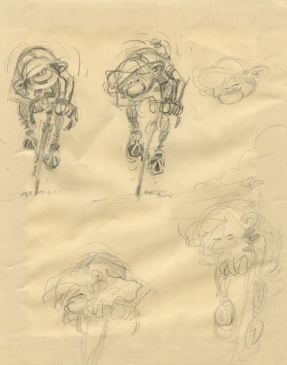 ANDRE FRANQUIN (1924-1997) Graphite on paper for three studies.
21,5x18,7 cm, 29x21...