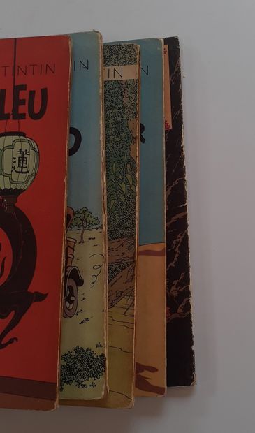 null Tintin - Ensemble de 5 albums : Lotus (B3, 1946, NON REPRIS AU BDM), Crabe aux...