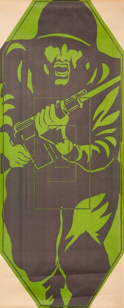 null CHILE. Armed soldier charging. Target. Green and black serigraphy. Quimentu...