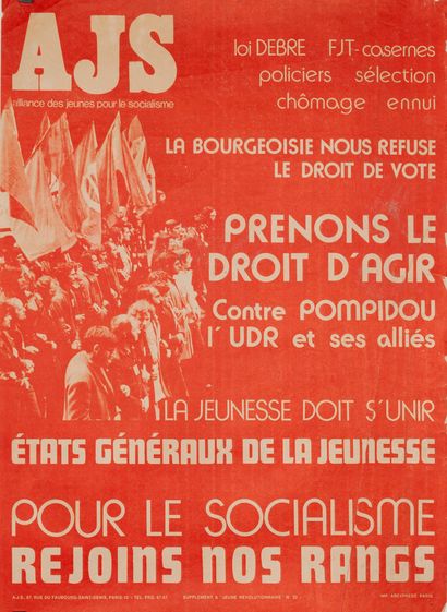 null Alliance des Jeunes pour le Socialisme. Prenons le droit d'agir contre Pompidou,...