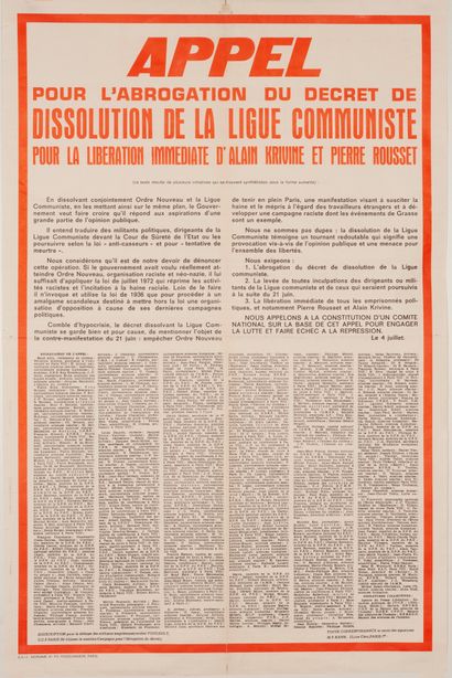 null Appel pour l'abrogation du décret de Dissolution de la Ligue Communiste pour...