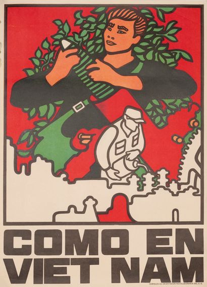 null CUBAN PROPAGANDA. MEDEROS René. Como en Viet Nam. Poster of solidarity with...