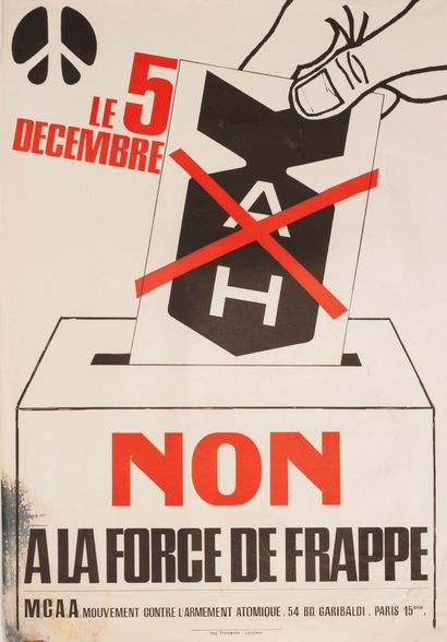 null M.C.A.A. Mouvement contre l'Armement Atomique. 4 affichettes. Impression lithographique....