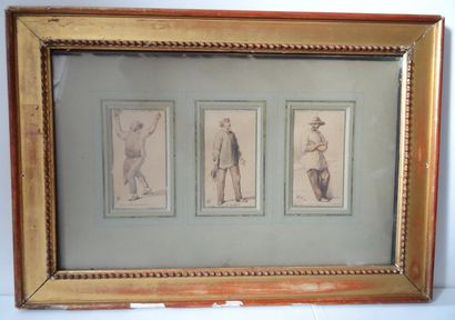 null Lot of three drawings, Three "proletarians", 

Signed lower left "GS

7.5 x...