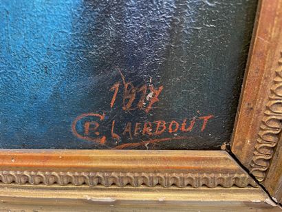 null R.CLAERBOUT（？

祈祷中的圣人

布面油画，右下角有签名并注明日期为1917年。

71 x 50厘米

褪色