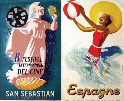 null Lot de 2 affiches Espagne San Sebastian. Espagne. Lot de 2 Aff N.E / Lot of...