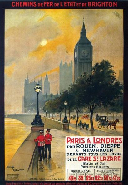 TOUSSAINT MAURICE Paris à Londres Londres - Le Parlement vu du quai Victoria. Cornille...