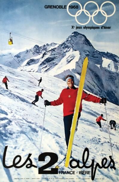 null Les 2 Alpes 1968 Grenoble 1968 - X Jeux Olympiques d'Hiver. Draeger Paris Aff....