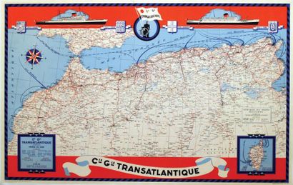 null Cie Gle Transatlantique Afrique du Nord. Corse. 1951. Blondel La Rougerie Paris...