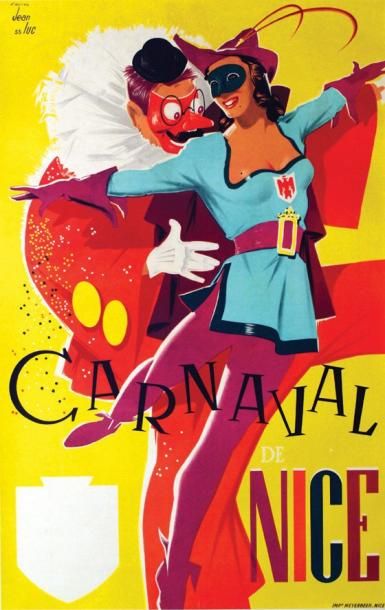 JEAN LUC d'après Carnaval de Nice 1955 Meyerbeer Nice Aff. Entoillée. B.E. B + Déchirures...