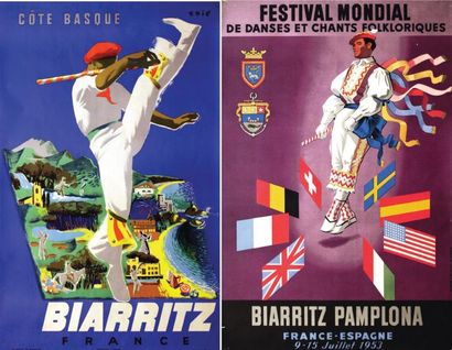 ERIC Biarritz/ Biarritz Pamplona Côte Basque. Robaudy Cannes Lot de 2 aff. N.E. /...