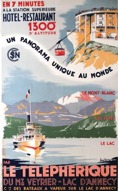 REB HENRY Le Téléphérique du Mt Veyrier - Lac d'Annecy 1939 SNCF. Atelier 7 Paris...