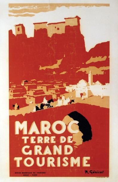 GENICOT R. Maroc Terre de Grand Tourisme vers 1930 Desfossés-Néogravure Paris Aff....
