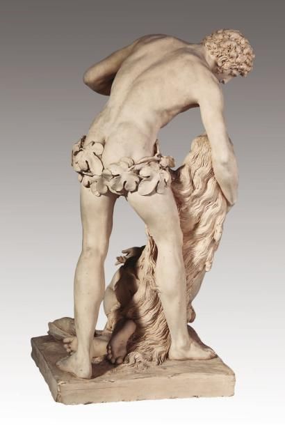 Louis-Simon BOIZOT (1743 - 1809) « Adam et Ève » Groupe en terre cuite Sur le devant...