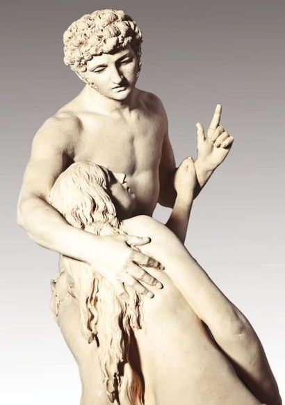 Louis-Simon BOIZOT (1743 - 1809) « Adam et Ève » Groupe en terre cuite Sur le devant...