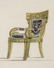 Dans le goût de Jean-Jacques WERNER (1791-1849) Paire de fauteuils à l'étrusque en...