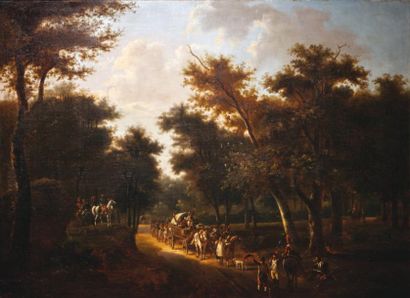 Attribué à Philippe BUDELOT (1793 - 1841) « Le départ des Soldats » Huile sur toile....