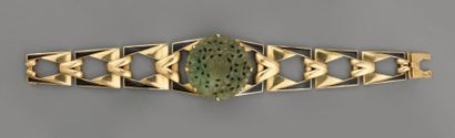 null Bracelet 1930, en or, émail noir et jade