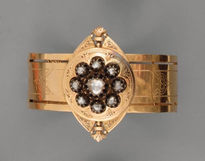 null Bracelet XIXe, diamants taillés en rose et or