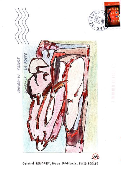 COMES Jean-Pierre Sans titre / Enveloppe Mail-Art / Technique mixte et collage sur...