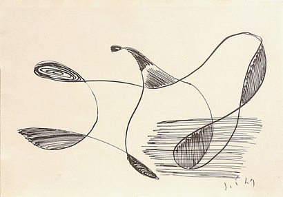 PONS Jean L'oiseau / Encre sur papier / Monogrammé et daté 49 en bas à droite / 16...