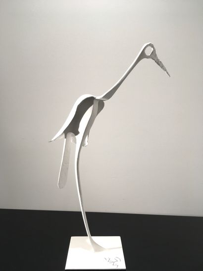 VALAT Eric L'oiseau blanc / Sculpture en fer patiné blanc / Pièce unique / Signé...