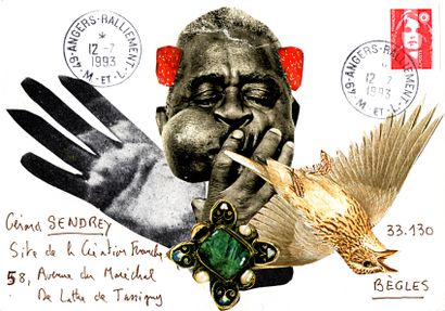 ARNEODO Alain Sans titre / Enveloppe Mail Art / Collage sur papier / Signé au dos...