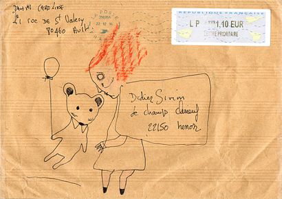 DAHYOT Caroline Sans titre / Ensemble de 2 enveloppes Mail-Art / Technique mixte...