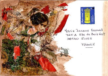 CHANES Gabriela Sans titre / Enveloppe Mail-Art / Technique mixte et collage sur...