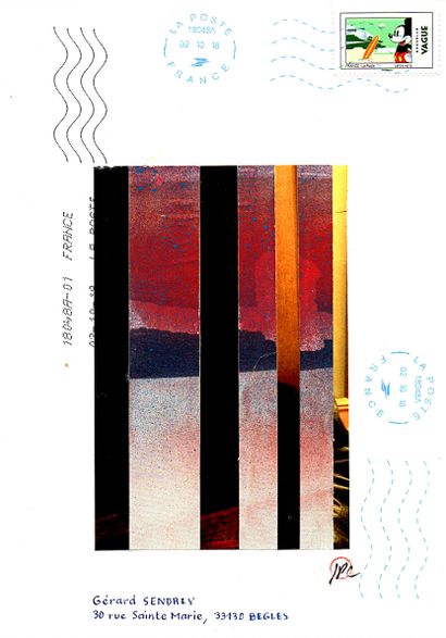 COMES Jean-Pierre Sans titre / Enveloppe Mail-Art / Technique mixte et collage sur...
