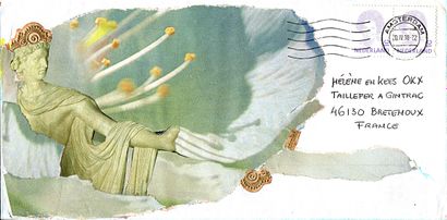 GAERTNER Coco Papillon / Enveloppe Mail-Art décorée sur les deux faces / Collage...