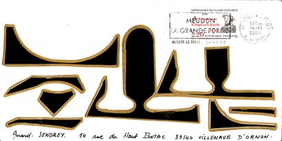 PAUZIÉ Alain Sans titre / Enveloppe Mail Art / Technique mixte et collage sur papier...
