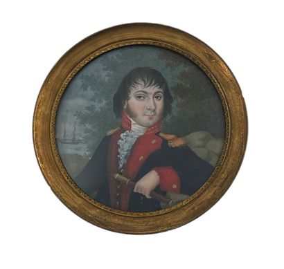 Ecole française, début XIXe siècle 
* Portrait of a military man with a long view
Round...