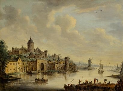 Ecole HOLLANDAISE, du XIXème siècle d'après Jan van GOYEN 
View of Nijmegen and View...